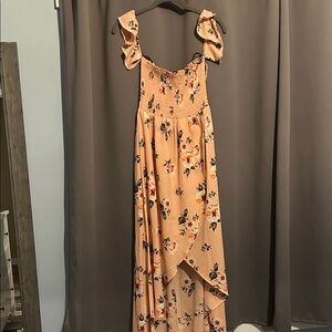 Forever 21 Peach Floral High Low Dress